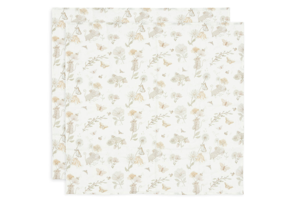 Duo de langes jollein Dreamy Mouse gaze de Coton 70x70cm