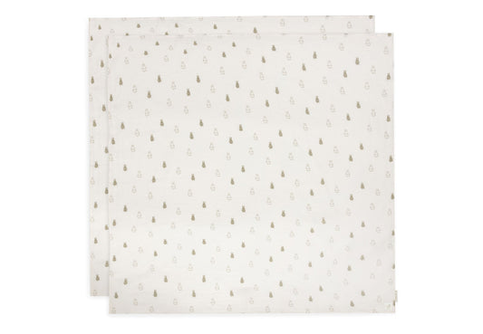 Large gaze de coton 115x115cm (Lot de 2) Happy Miffy Olive Green jollein