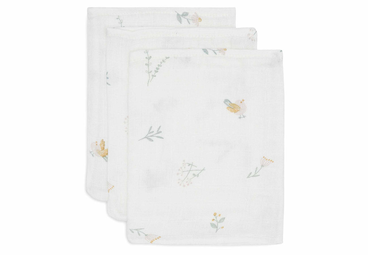 Gants de toilette jollein gaze de coton (Lot de 3) Lovely Birds