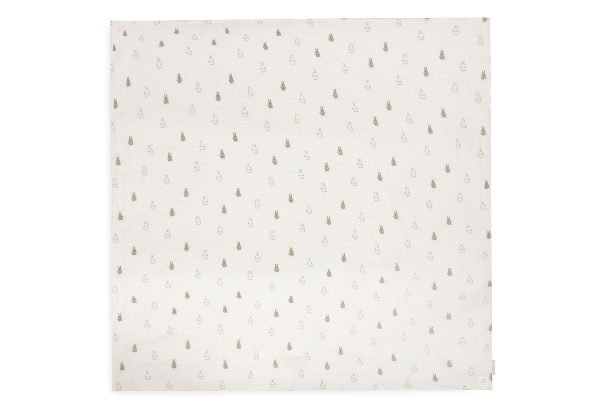 Large gaze de coton 115x115cm (Lot de 2) Happy Miffy Olive Green jollein