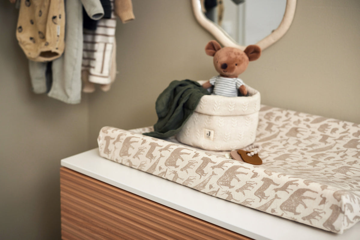 Housse de matelas à langer en jersey 50x70cm animaux nougat Jollein