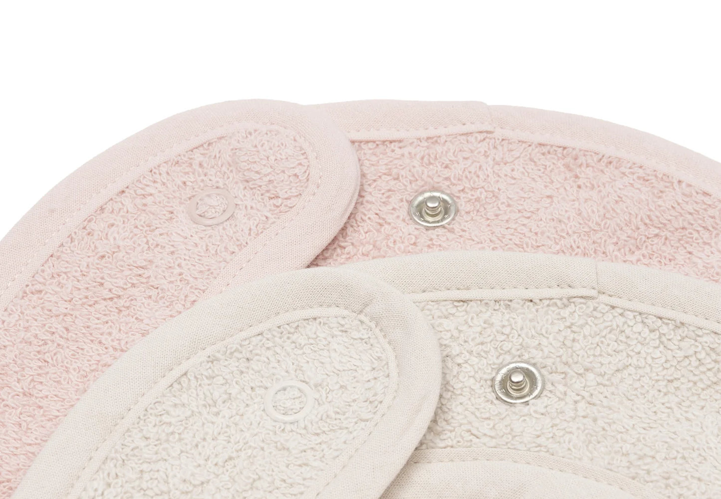 Lot de 2 bavoirs éponge avec pression Silk Rose et Sand Jollein